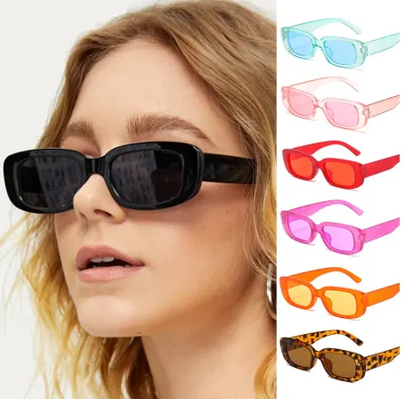 Lentes de sol para mujer Vintage couleur bonbon lunettes de soleil petit carré Rectangle lunettes de soleil personnalisé 2024 lunettes de soleil pour femmes