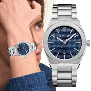 Reloj de Cuarzo de Lujo para Hombre de 42 mm con Correa de Acero y Caucho, Estilo Casual de Negocios, Ancho de Correa de 22 mm, Resistente al Agua - Montre Homme - Product Image 1