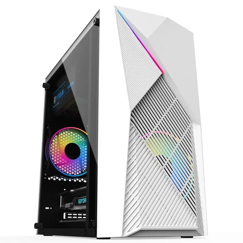 Lovingcool High Quality White CPU Cube Case USB3.0 Computer Cases Towers M-ATX ITX Mid Tower RGB Gaming PC Case with Cooling Fan