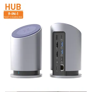 Vina USB tipi c Hub 9 in 1 yerleştirme ile 15W kablosuz şarj cihazı süper hızlı cep telefonu şarj cihazı transfer hızı 8K * 30HZ HD-MI