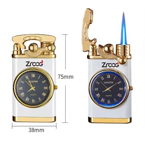 Lovisle 기술 다채로운 빛 시계 혁신적인 풍선 라이터 방풍 직접 불꽃 담배 라이터 개인 시계 라이터