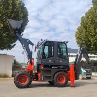 Hochleistungs-Minibaggerlader mit Anbaugeräten, 4x4-Baggerlader für Kommunaltechnik und Landwirtschaft