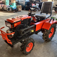 Microtractor de 12hp Fácil de Operar, Tractor de Cuatro Ruedas con Cultivador para Granja y Jardín con Implementos