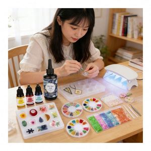 Resin Handmade Hand-painted Keychain Starter Kit DIY UV Crystal Clear Hard Epoxy LED <b>Lamp</b> Silicone Molds <b>Glitter</b> Foil Flowers - Product Image 3