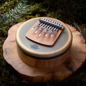 Wholesale 9 Key Round <b>Drum</b> Kalimba Solid Wood Thumb Piano Sheepskin <b>Drum</b> Surface Finger Piano - Product Image 4