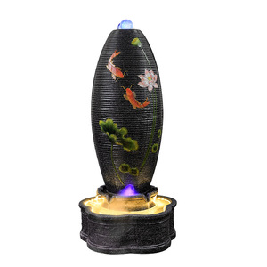 Fontaine d'eau coulante de style européen avec rétroéclairage, ornement décoratif sur pied pour salon, bureau, Feng Shui - Product Image 5