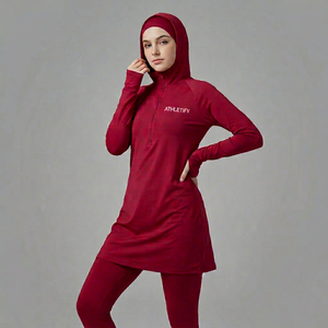 Private Label Women's Full Cover Islamic Burkini Leggings 2-Piece Set Breathable Quick Dry UPF50+ Eco-Friendly Plus Size - Product Image 1