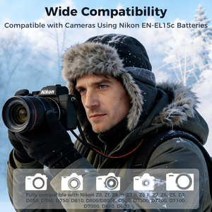 Btech En EL15C แบตเตอรี่กล้อง TYPE-C 2600มิลลิแอมป์ต่อชั่วโมงสำหรับ <span class=keywords><strong>Nikon</strong></span> Z8 <span class=keywords><strong>Z7</strong></span> Z6 Z62 Z63 Z5 SLR กล้อง CE ROHS FCC - Product Image 3