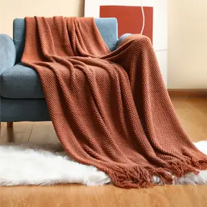 Оптовая продажа, новинка 2021, одеяла для дома и улицы, для путешествий, вязаные одеяла, модное однотонное мягкое Вязаное детское одеяло