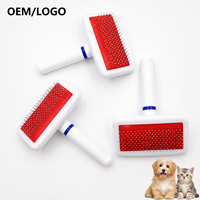 Brosse de toilettage professionnelle pour chiens et chats, auto-nettoyante, en acier inoxydable, avec peigne à aiguilles en plastique à coussin d'air, pour enlever les poils d'animaux