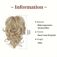 Extensions de cheveux synthétiques Amygirl multicolores, ondulées et bouclées, auto-adhésives, avec pince courte, pour queue de cheval ou chignon désordonné