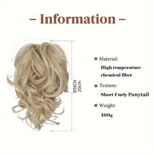 Extensions de <span class=keywords><strong>cheveux</strong></span> synthétiques ondulés et bouclés multicolores, queue de cheval à pince courte et <span class=keywords><strong>chignon</strong></span> désordonné, branches de <span class=keywords><strong>cheveux</strong></span> pliables - Product Image 2