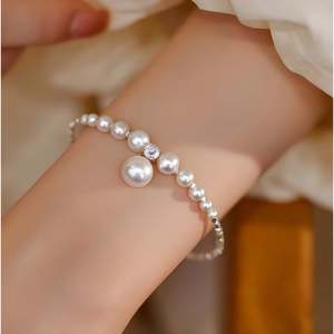 Bracelet en argent sterling S925 pour femmes, perle, bijoux tendance frais et doux, vente en gros - Product Image 5