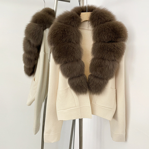 OFTBUY Maglione in Vera Pelliccia di Volpe Lavorato a Maglia per <span class=keywords><strong>Donna</strong></span>, Cardigan, Maglioni, Pullover Autunno Inverno, Moda Coreana per Signore - Product Image 6