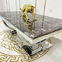 Table basse carrée, meuble de salon, bon marché, design moderne, prix d'usine, avec cadre en métal argenté, haut en marbre, 1 pièce