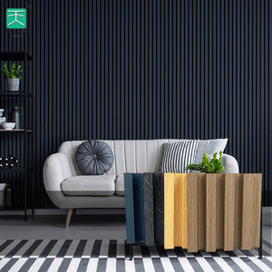 TianGeラグジュアリーフレキシブル3Dパインスラットグリル装飾ボードインテリアエンジニアリング無垢材ベニヤテクスチャタイプ溝付き壁パネル - Product Image 2