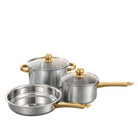 Marmite de restauration en acier inoxydable avec couvercle en verre, trou de vapeur, compatible tous feux y compris induction, base triple diffuseur, passe au four et au lave-vaisselle