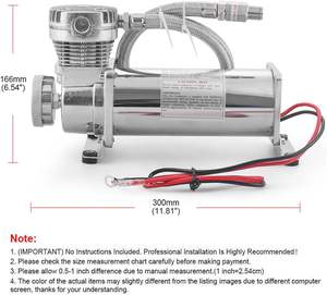 <span class=keywords><strong>Accessoires</strong></span> de voiture à suspension pneumatique d'usine, universel 1/4NPT 3/8NPT chrome 200PSI 480C 12V kit de compresseur de suspension pneumatique - Product Image 3