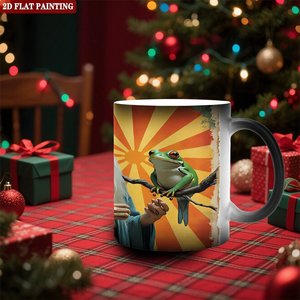 Frosted Black <b>Ceramic</b> <b>Mug</b> 11oz Heat Changing Magic Cup With Frog And Wizard Design - Product Image 2