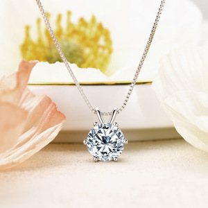 จี้เพชรโมอิสซาไนต์ทรงกลมหลายกะรัต VVS GRA แบบคลาสสิก ทองแดงชุบทอง 14K สำหรับผู้หญิง ใช้งานได้หลากหลาย เหมาะสำหรับใส่ทุกวัน ง่ายต่อการใช้งาน - Product Image 2