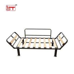 Gran oferta, pequeño sofá cama plegable con estructura de tubo de metal y base de listón