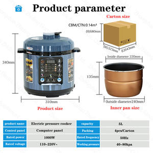 Mini <span class=keywords><strong>Olla</strong></span> <span class=keywords><strong>a</strong></span> Presión Eléctrica de 5L, <span class=keywords><strong>Olla</strong></span> de Acero Inoxidable, Portátil, Inteligente y Digital para Familias Pequeñas - Product Image 4