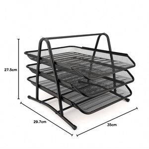 Metal Desk Organizer Office Desk Set 5 Desktop Accessories Includes <b>File</b> Paper <b>Tray</b> Mail Letter Organizer Pen Cup - Product Image 4