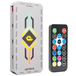Controlador de Ventiladores ARGB PWM de Aluminio UpHere, 9 Puertos RGB con Control Remoto, Diseño Magnético para Escritorio, en Stock - Product Image 1