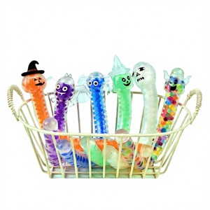 Juguete antiestrés de calabaza de Halloween de 20 cm con cuentas de colores, tubo flexible para apretar y aliviar el estrés para niñas - Product Image 1