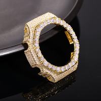 Boîtier de montre personnalisé Iced Out en moissanite pour rappeur, boîtier de remplacement argenté pour DW-6900, pièces de montre CNC personnalisées