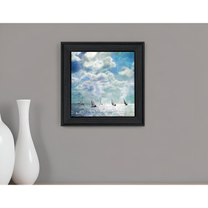 Tela dipinta a mano paesaggio ad olio per decorazioni per la casa HMS vela su acque bianche incorniciata nera moderna arte astratta della parete - Product Image 1