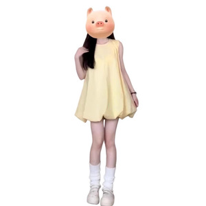 French Style Yellow Sleeveless Dress O Neck Tulip Skirt Natural Waist Breathable Daily Wear Casual Summer 2025 - Product Image 5