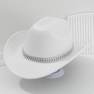 Chapeaux de cowboy <span class=keywords><strong>jazz</strong></span> unisexes style Panama avec feuilles tridimensionnelles et ceintures en strass, 100 % polyester, utilisables en toutes saisons - Product Image 2