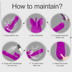 Vibrateur de lapin alimenté par USB gode télescopique sexuel avec long manche chauffage réaliste pour masser le clitoris des femmes pour les couples - Product Image 5