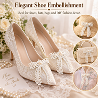 Applique en dentelle blanche avec nœud, perles et paillettes, patch brodé fait main pour cheveux, chaussures, chapeaux, sacs, mariages et projets DIY