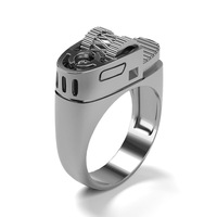 Bague Créative Punk Vintage en Alliage Plaqué Or et Argent, Forme Briquet Décoré