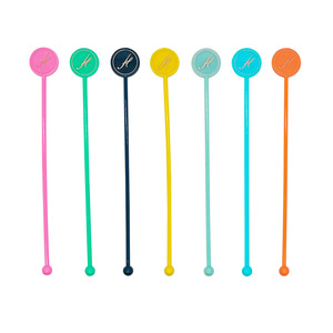 Thực Phẩm Cấp 18.5Cm Nước Trái Cây Trà Cà Phê Đồ Uống Uống Swizzle Sticks Trắng Đen Vàng Rõ Ràng Đầy Màu Sắc Nhựa Thanh Đảng Khuấy - Product Image 2