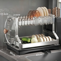 Égouttoir à vaisselle en acier inoxydable à 2 niveaux pour la cuisine, support de rangement antirouille