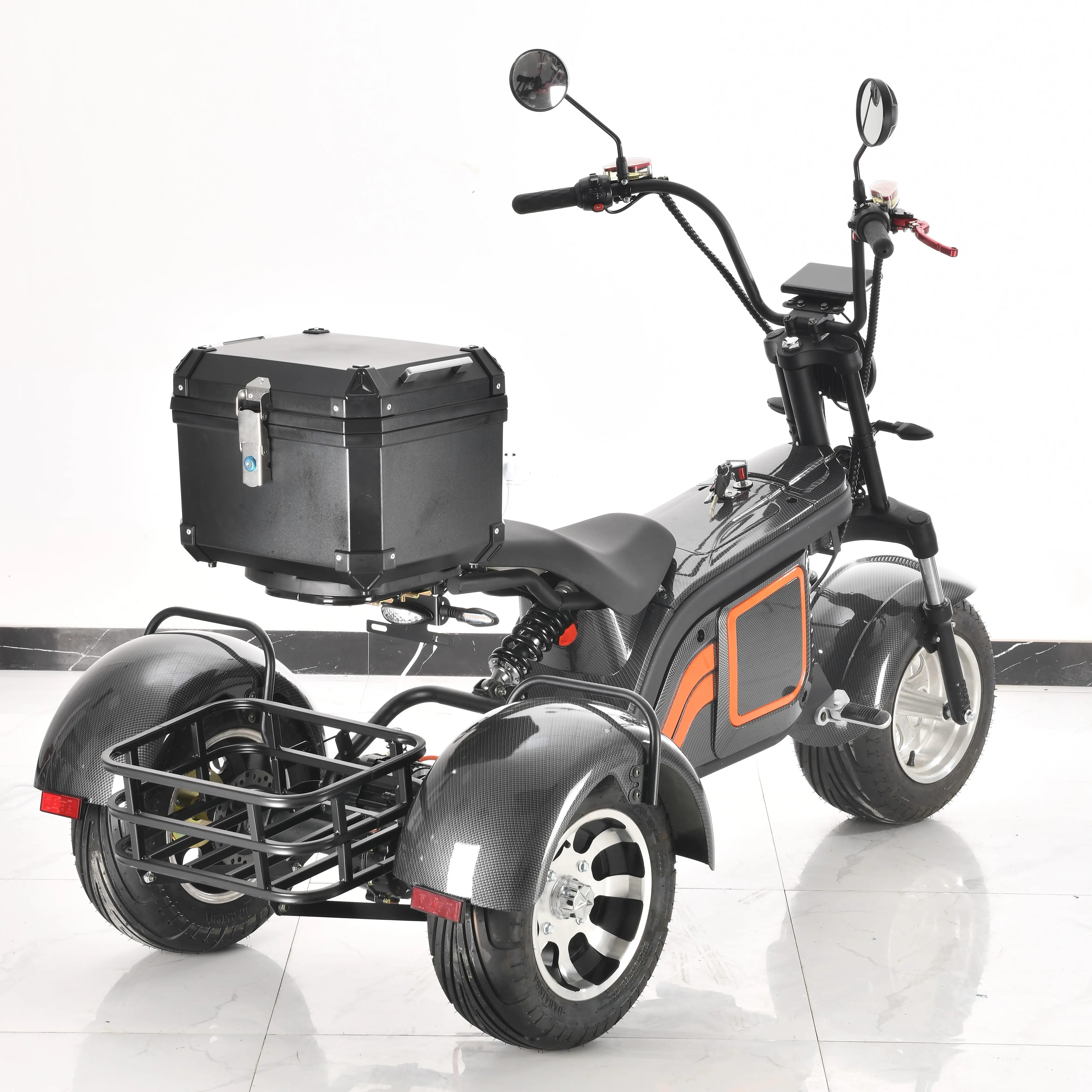 Pneu gordo triciclo elétrico para adultos, pneu dobrável de 3 rodas caminhão triciclo elétrico 48v 800w para desbloqueado