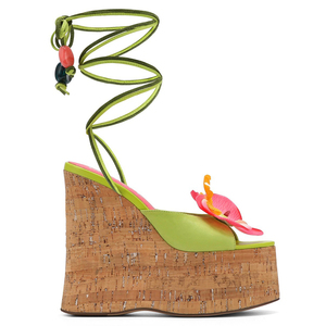 Sandales à talons compensés hauts pour femmes, à motifs floraux colorés, avec brides croisées à la cheville et plateforme épaisse - Product Image 6