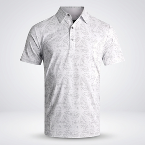 Camisa Polo de Golf Blanca con Estampado Floral para Hombre, Manga Corta, Transpirable, de Algodón Tejido, Informal, Ropa de Golf - Product Image 4