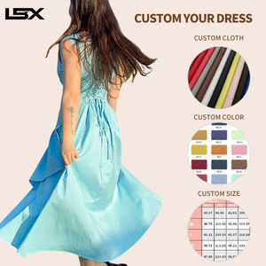 Vestido Personalizado para Mujer, Sin Mangas, Midi, Diseño Francés, Liso, Plisado, Línea A, Verano, Casual, Elegante, Fabricante <span class=keywords><strong>de</strong></span> <span class=keywords><strong>Vestidos</strong></span> al por Mayor - Product Image 2