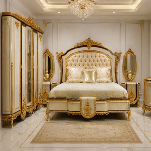 Turkish Style High-Back Royal <b>Bed</b> <b>with</b> 4-Door Wardrobe - Product Image 1