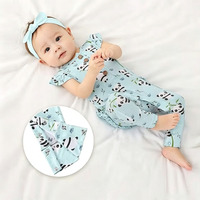 Pyjama unisexe en bambou tricoté à motif animal personnalisé Lion Bear pour bébés de 6 à 9 et de 9 à 12 mois avec fermeture éclair YKK