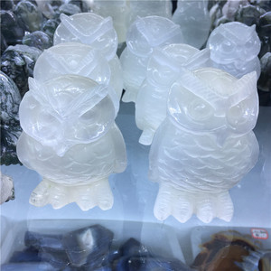 Wholesale Natural Selenite Owl Hand Carved <strong>Crystal</strong> <strong>Animals</strong> for Healing - Product Image 6