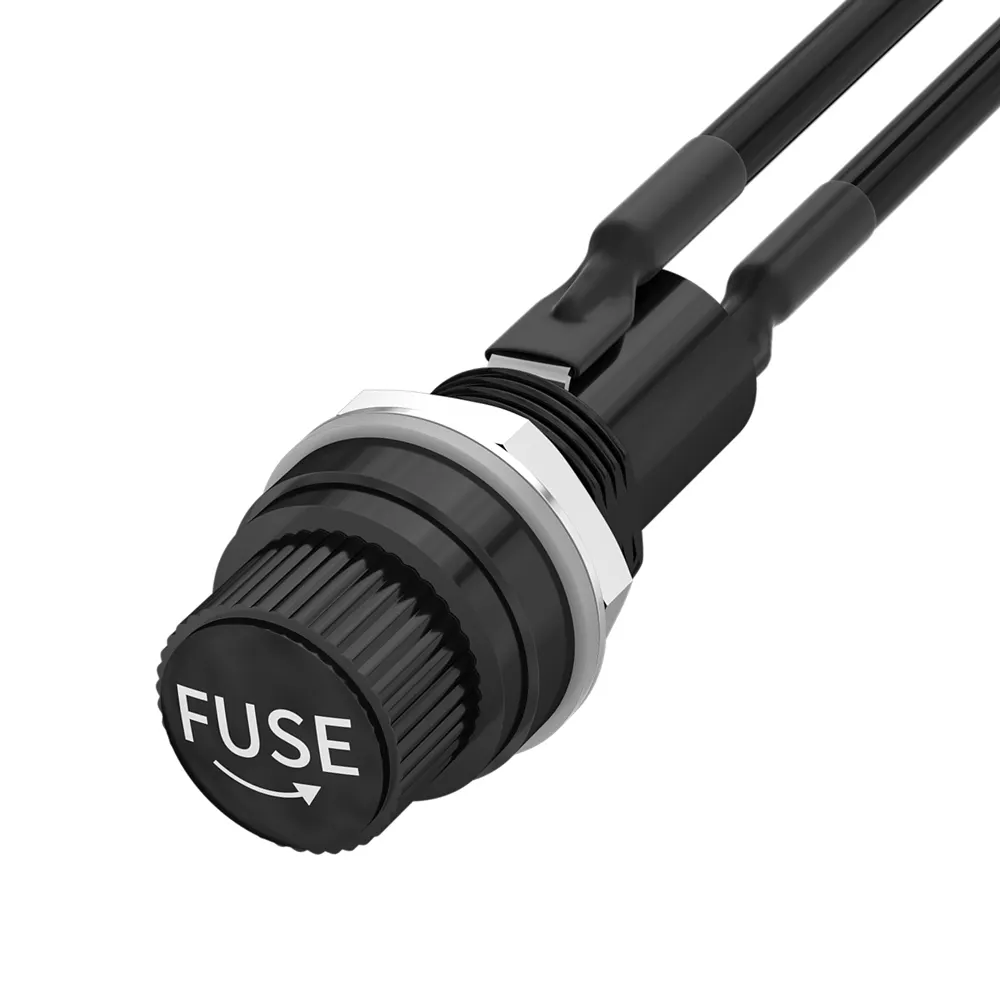 BLX-3 Suporte De Fusível De Carro Universal 5x20MM Suporte De Fusível De Vidro Caixa Preto Habitação Lâmina Fusível Titular 10A 250VAC Com 18AWG 15CM Fio