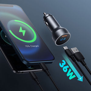 ที่ชาร์จในรถยนต์ SChitec อลูมิเนียมอัลลอย 48W USB ช่องเสียบคู่ QC18W PD48W ชาร์จเร็ว สำหรับรถยนต์ - Product Image 2
