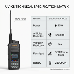 KENEARD KE-UV-K8 Walkie Talkie Analógico de Mano de Doble Modo 10W VHF/UHF, Radio de Red GPS con Doble <span class=keywords><strong>SIM</strong></span>, Alcance de 0-8km, Batería de 2500-3000mAh - Product Image 4