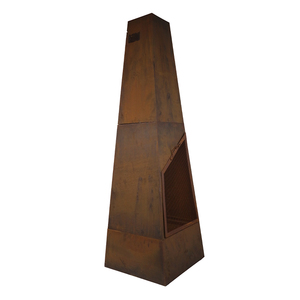 Camino da giardino ruggine campanelli da esterno in acciaio Corten Chimenea in acciaio fatto a mano con <span class=keywords><strong>griglia</strong></span> per barbecue e piramide <span class=keywords><strong>quadrata</strong></span> moderna da Poker - Product Image 5