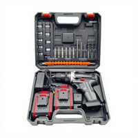 Perceuse sans fil à moteur sans balais au lithium rechargeable à vitesse variable, tournevis multifonction pour la maison, perceuse pistolet, boîte en plastique